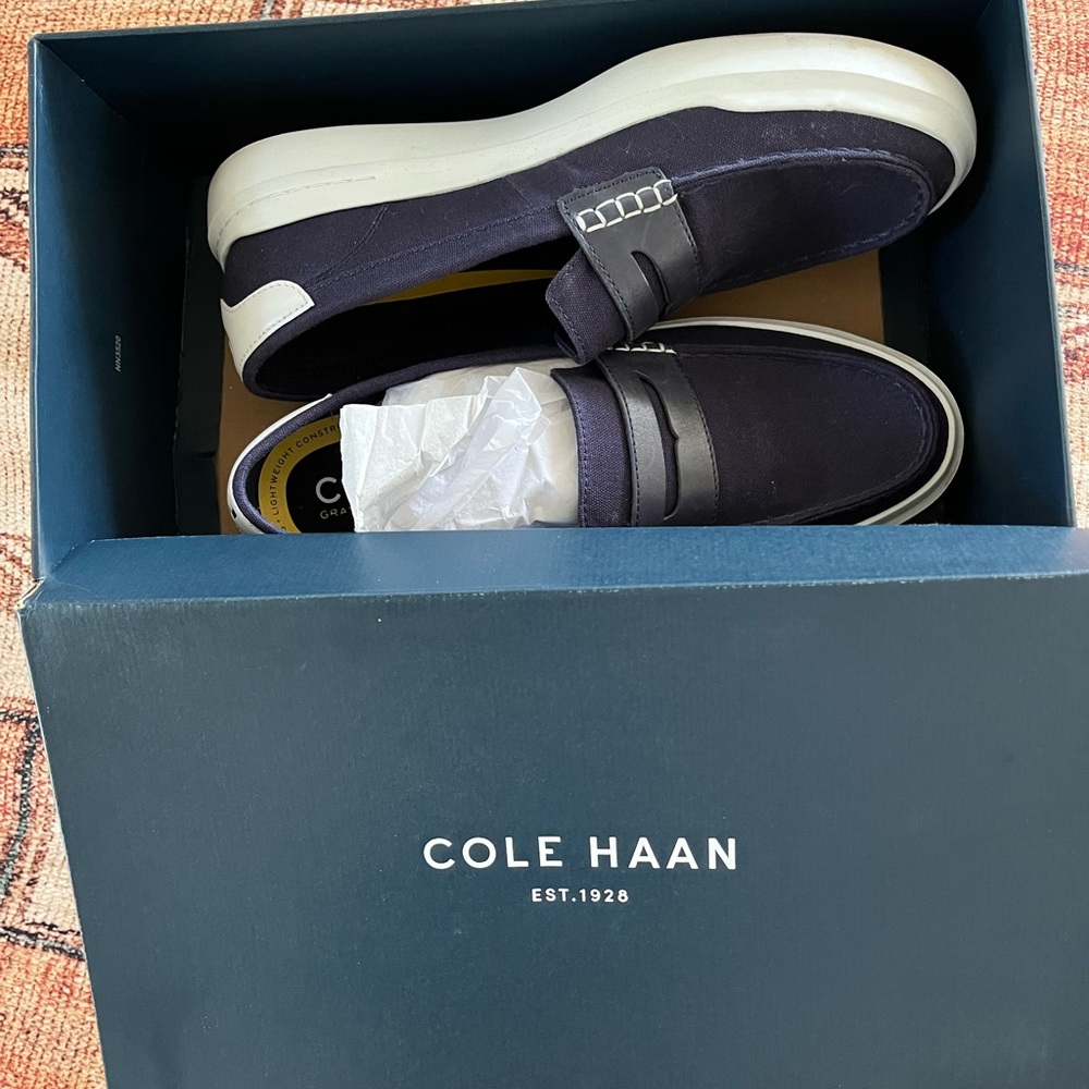 Men’s Cole Hahn Zero Grand 360 canvas boat shoes, size 9.5